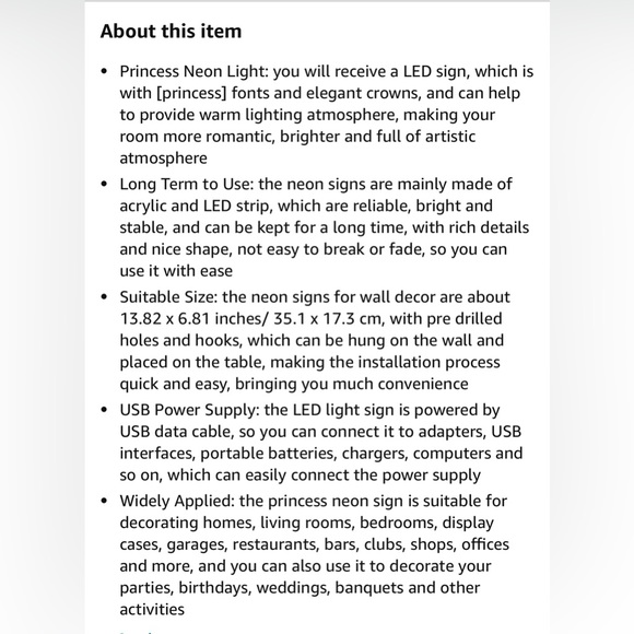 Princess LED sign. My children did not like them. So we never used them. - Picture 4 of 6